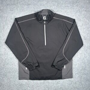FootJoy 1/2 zip Pullover windbreaker Mens Medium Black Grey Zip Golf Lightweight